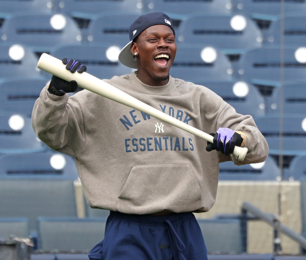 Jazz Chisholm is all smiles during a workout as pitchers and catchers report to Yankees' spring training.