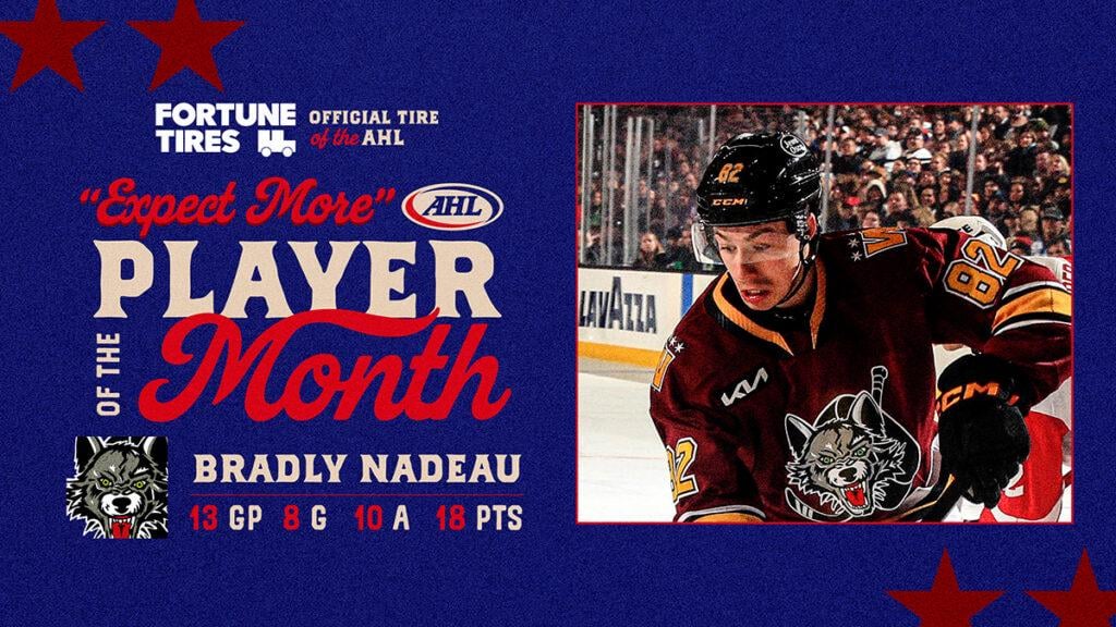 Wolves’ Nadeau named AHL Player of the Month for January