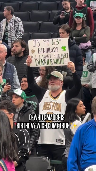 Lifelong Celtics fan from Virginia extremely excited to meet Derrick White on his 63rd birthday 🥹