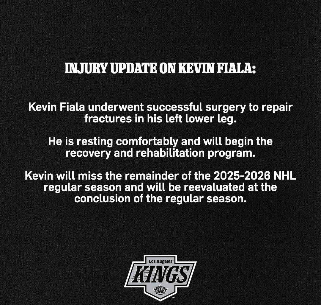 New update from the Kings on Fiala's status...
