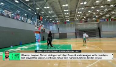 [Charania] Jayson Tatum has started controlled 5-on-5 scrimmages with coaches, more boxes to check, more phases in his rehab. He wants to come back as close as Jayson Tatum as possible.