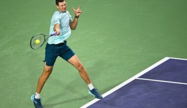 Hubert Hurkacz in action ahead of the ATP Halle Open.