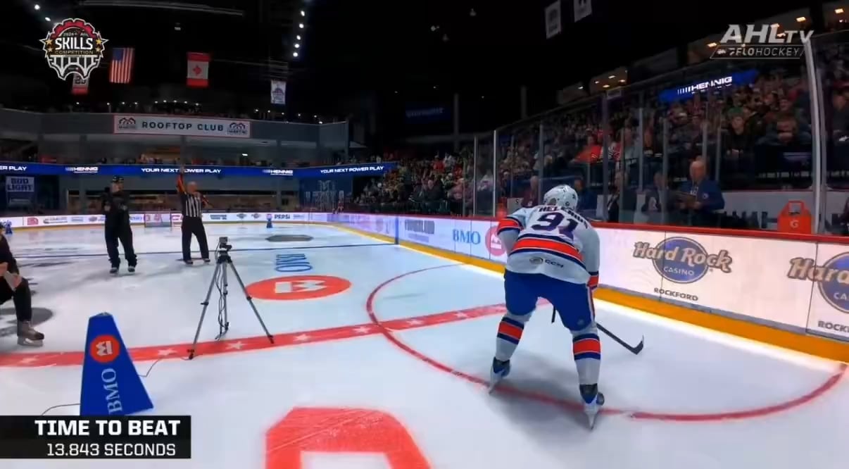 Konsta Helenius wins fastest skater at the AHL Skills Competition with a 13.770 lap