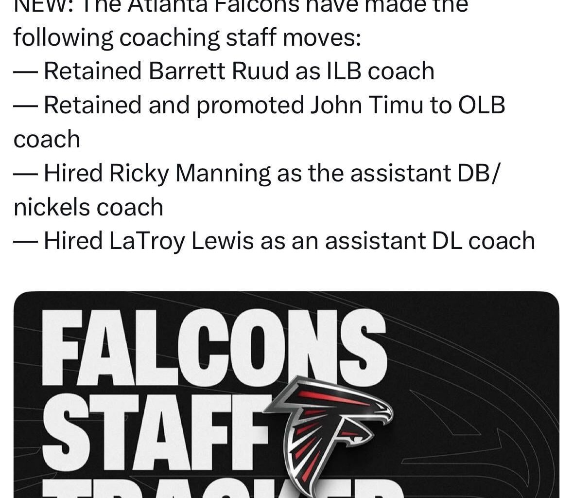 Falcons staffing moves made today
