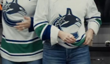 Canucks Moms read the lineup for the Canucks vs Mammoth game