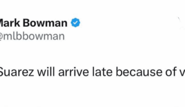 [Bowman] Robert Suarez will arrive late because of visa issues