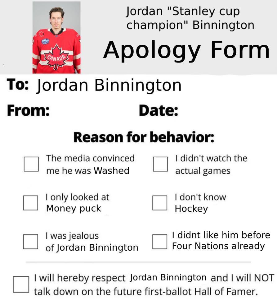 I want it filled out by all the haters (even though I still think he should get traded if we can get a first rounder plus for him)