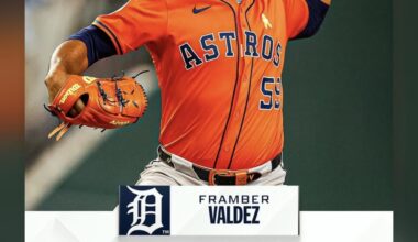 Tarik Skubal reacts to the Framber Valdez, 3 yr/$115M signing on his IG story: “Dinners on you”