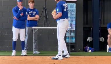Postseason hero Trey Yesavage getting his first pitches in of the Spring