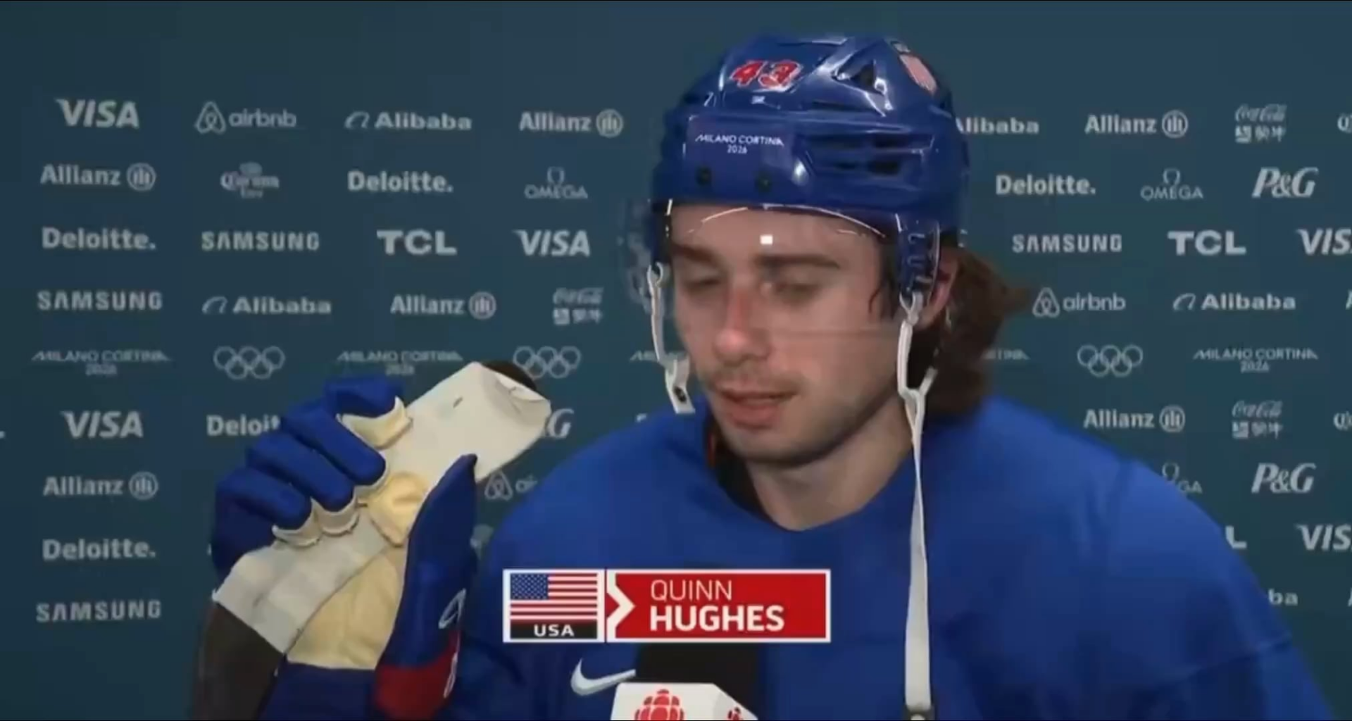 Quinn Hughes Olympics post-practice interview
