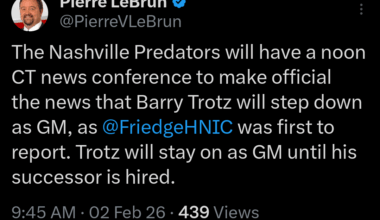 Former Islanders coach Barry Trotz to step down as GM of Nashville