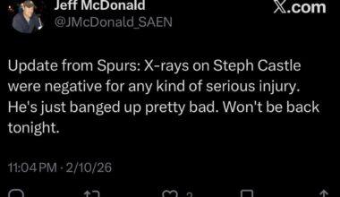 [McDonald] Stephon Castle has avoided serious injury but is still out for the rest of the night