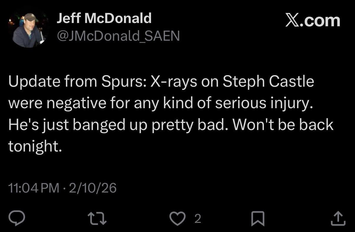 [McDonald] Stephon Castle has avoided serious injury but is still out for the rest of the night