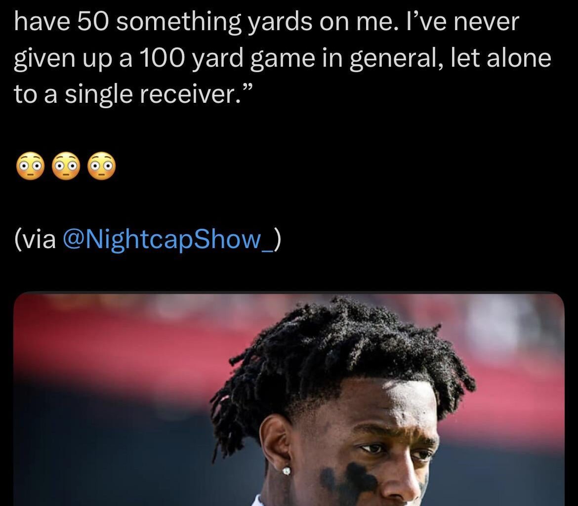 Sauce has never given up 100 yards to a WR