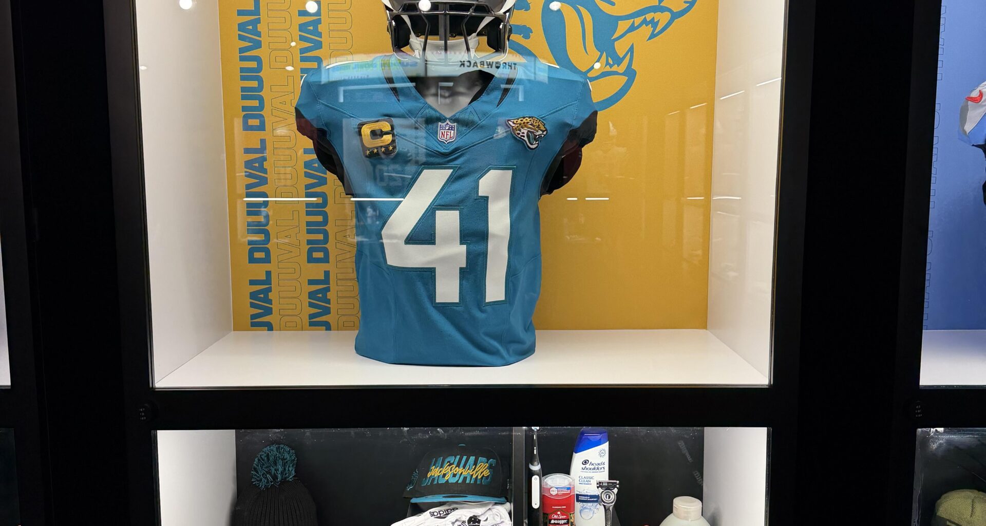 Josh Hines-Allen “locker” at the Super Bowl Fan Experience