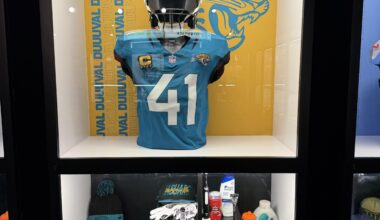 Josh Hines-Allen “locker” at the Super Bowl Fan Experience