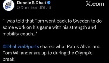 [Donnie & Dhali]: "I was told that Tom went back to Sweden to do some work on his game with his strength and mobility coach.."