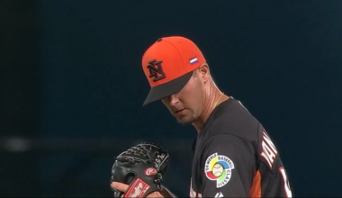 [March 15, 2009] Throwback to Team Kingdom of the Netherlands catcher Kenley Jansen (yes, THAT Kenley Jansen) gunning down Team USA runner Ryan Braun from his knees trying to steal 2B in Pool 2 of the 2009 World Baseball Classic.