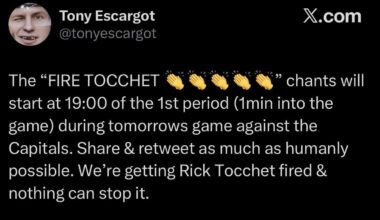 Flyers fans planning to chant “Fire Tocchet” 1 minute into the game against the capitals tomorrow
