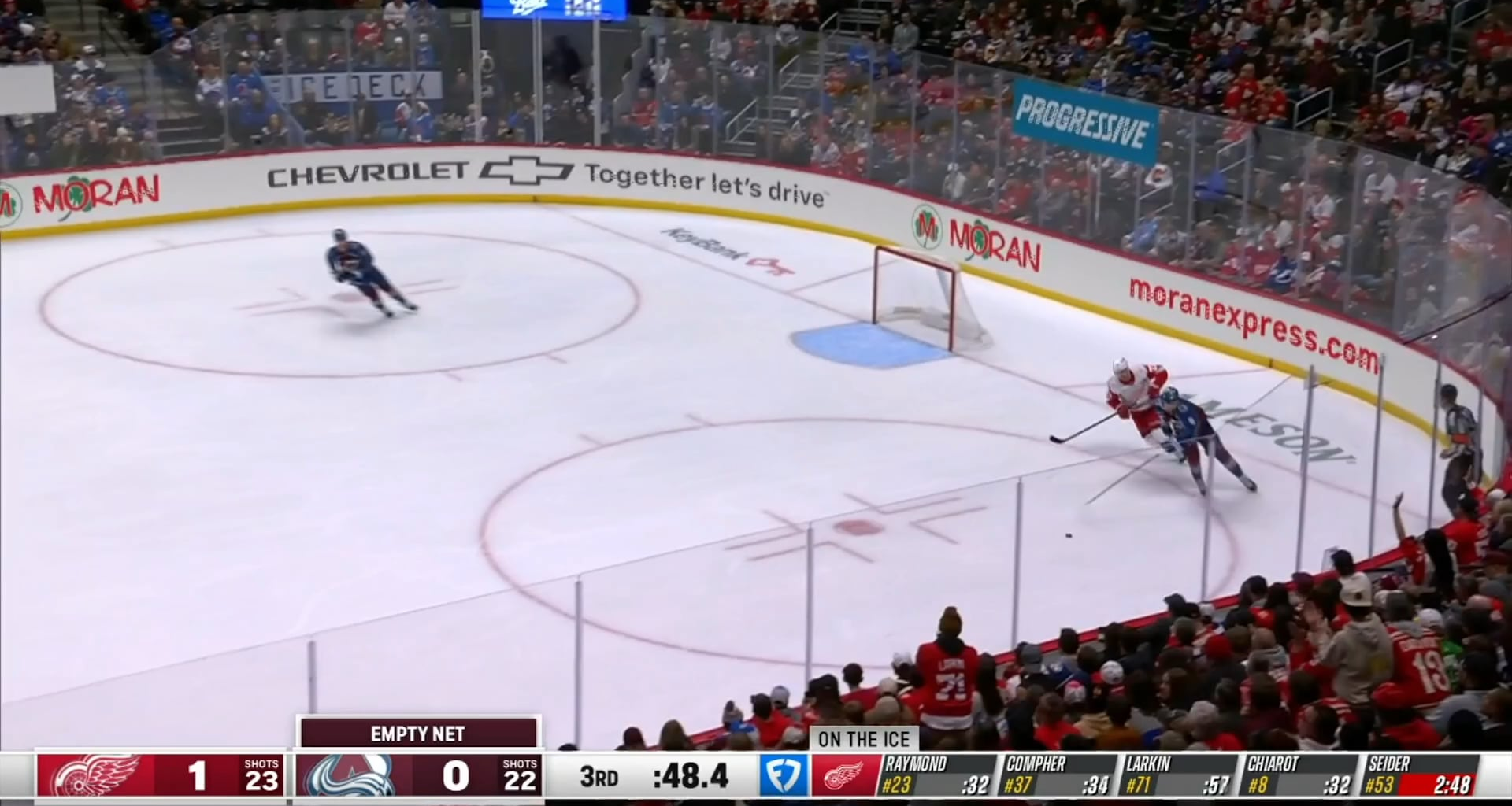 [ DET 2 - COL 0] Raymond gets his 60th point and 19th goal on the EN goal to seal the deal in Colorado