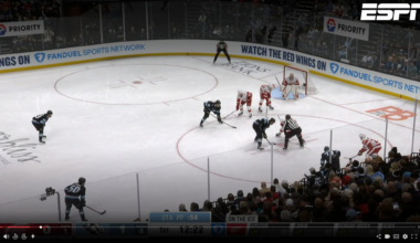 Crouse cup checks Larkin on the face-off on the PK, refs miss the call, Larkin retaliates resulting in a 5 on 3 PP goal for Utah