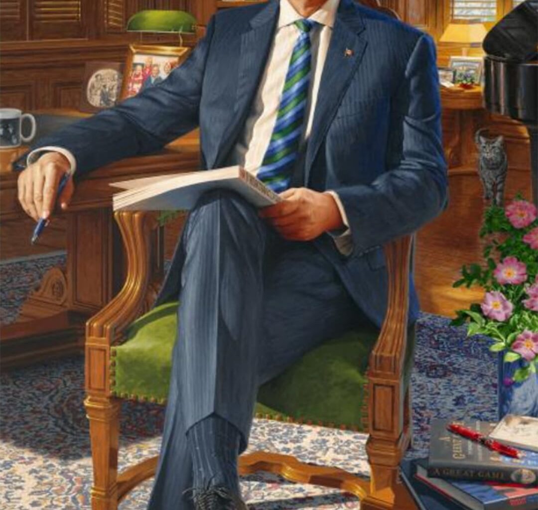 Former Prime Minister Stephen Harper's newly unveiled portrait features a Calgary Flames related Easter Egg