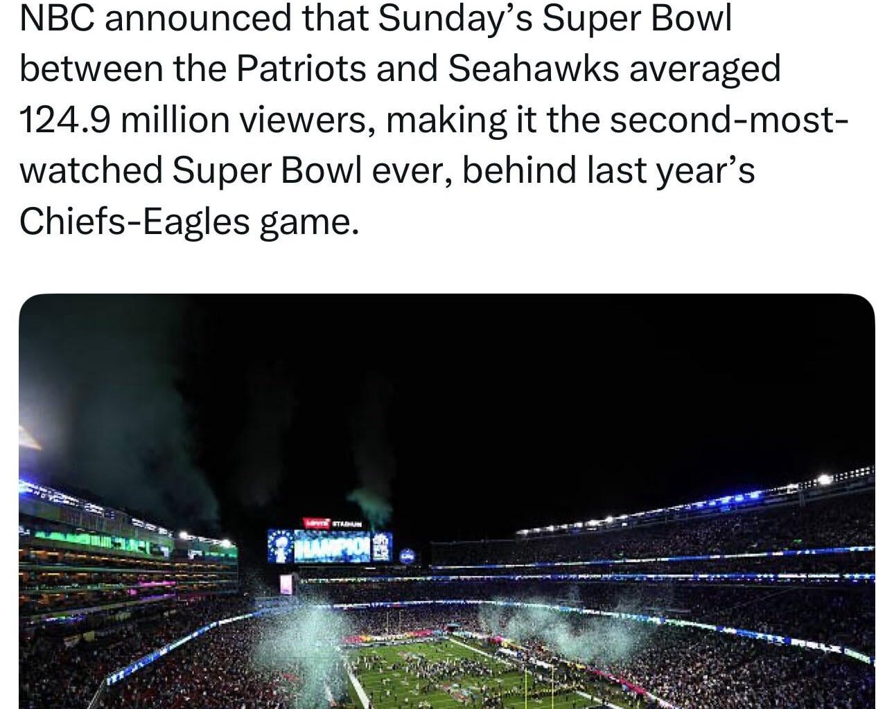 Eagles Keep Super Bowl Ratings Crown