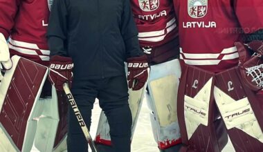 Arturs Irbe with the Latvian goalies