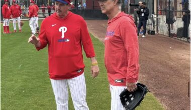 Rob Thomson and Don Mattingly at Phillies first workout of Spring Training ⚾️🔔