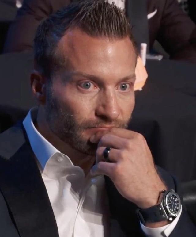 McVay's expressions at the beginning and end of Stafford's MVP speech are a hilarious story in two parts