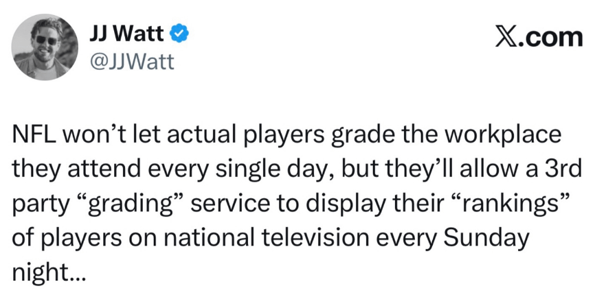 J.J. Watt Replies to the NFL Removing Team Report Cards