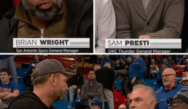 Sean Marks and a few other GMs was at The Kansas-BYU game to scout Darryn Peterson & AJ Dybantsa