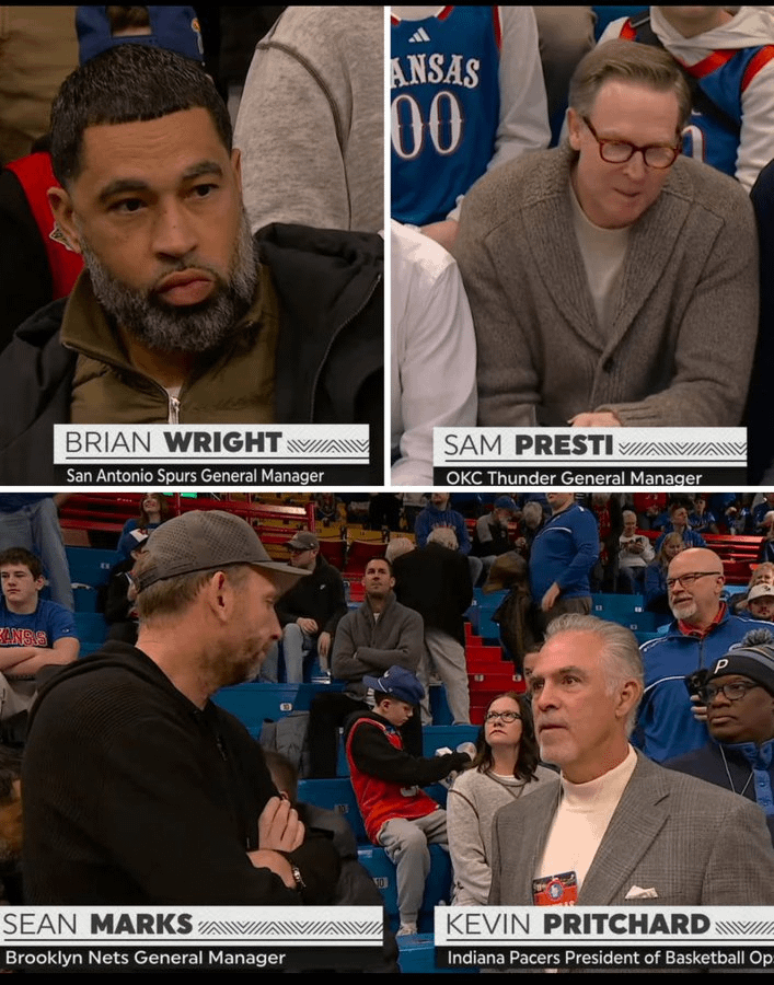 Sean Marks and a few other GMs was at The Kansas-BYU game to scout Darryn Peterson & AJ Dybantsa