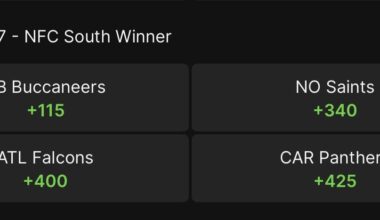 NFC South Division Odds according to DraftKings