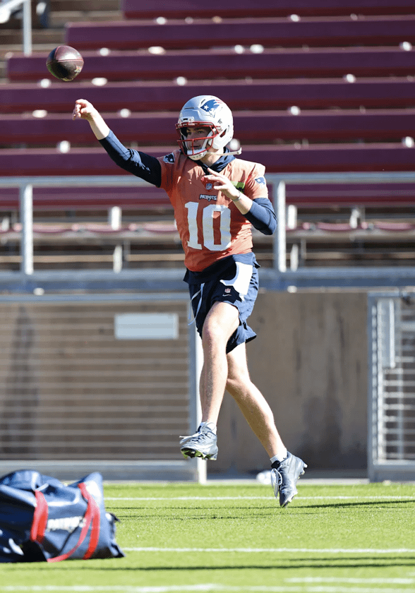 Drake Maye (Patriots' first practice at Stanford University)