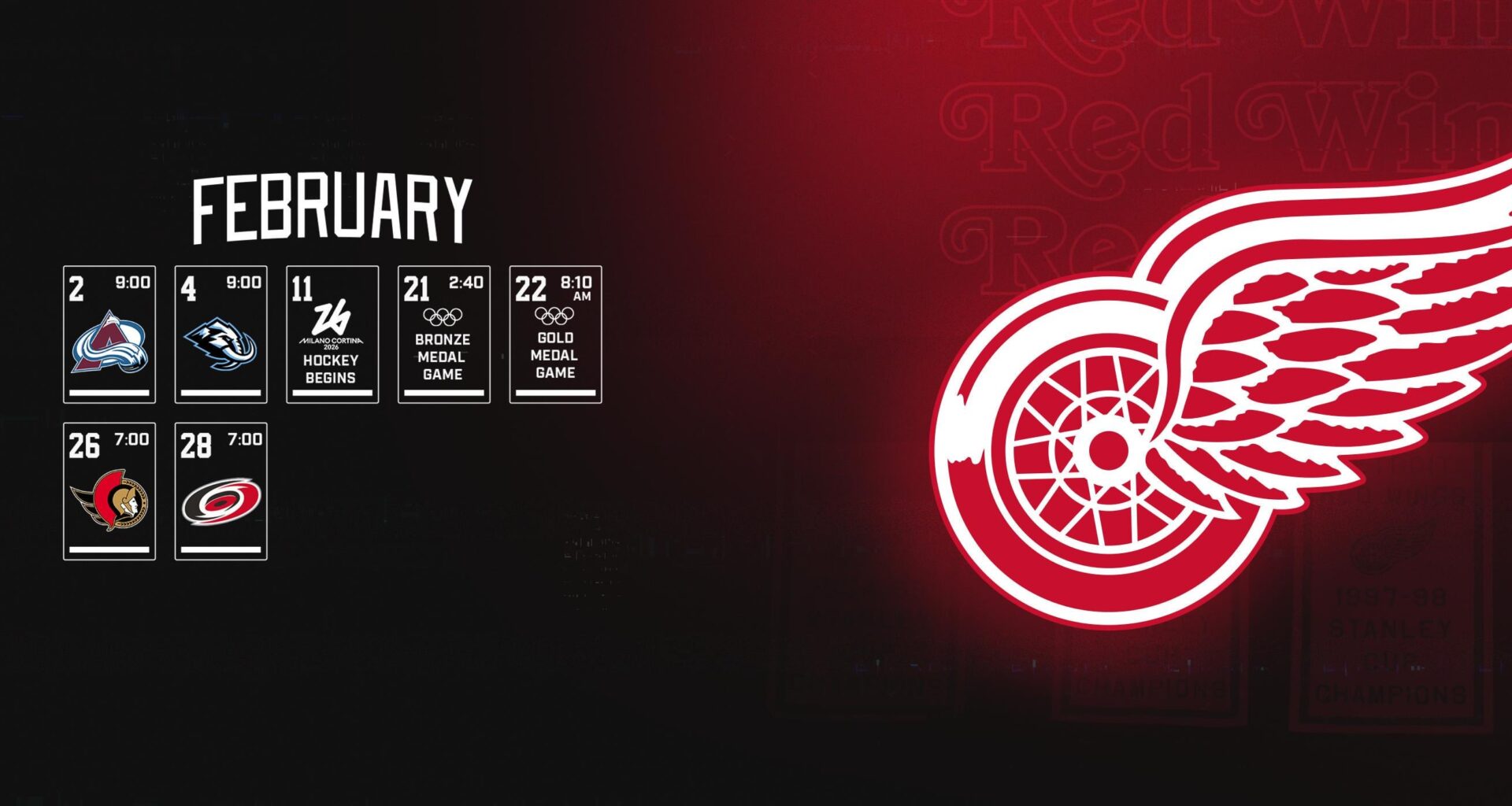 February 26 // Detroit Red Wings Schedule Wallpapers