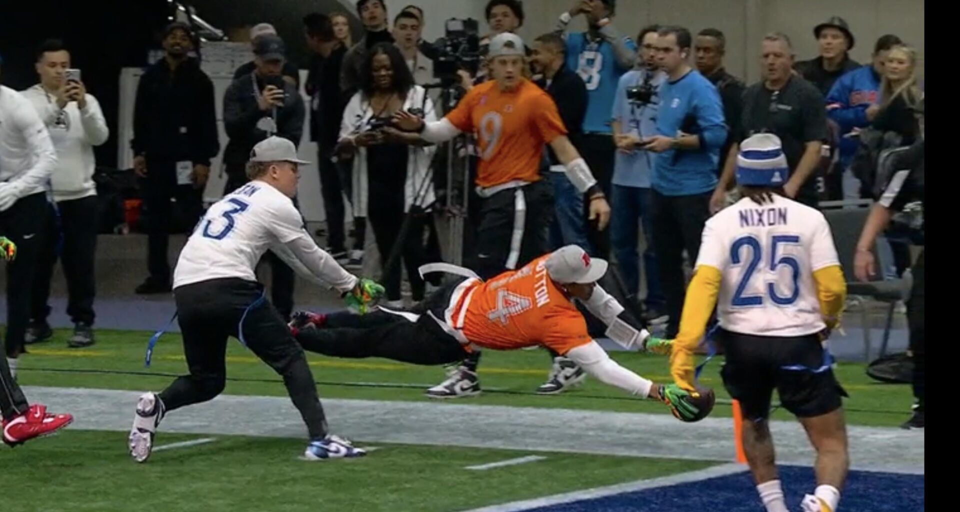 Cooper Dejean with the TD saving play to end the half