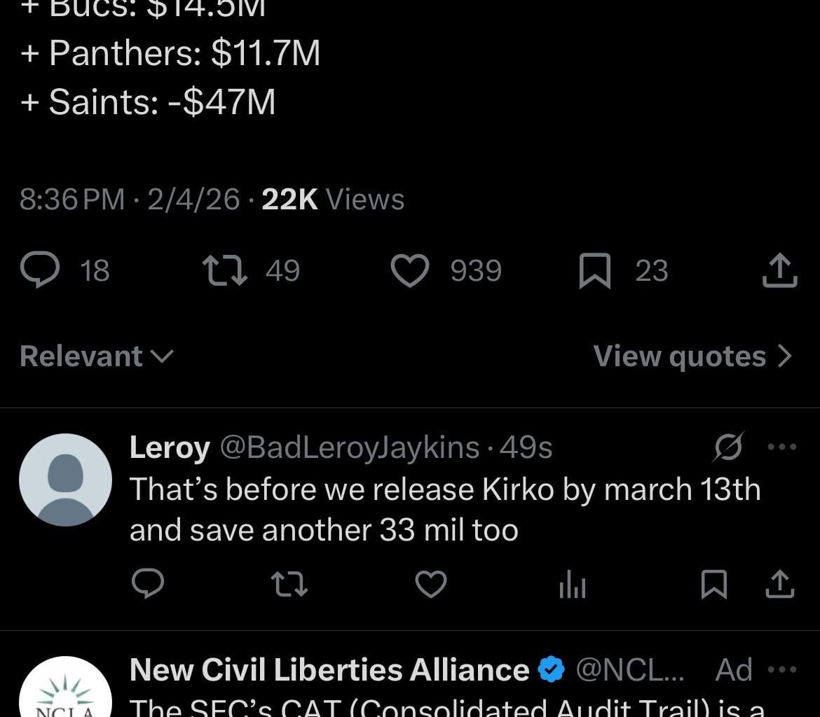 Might have some nice cap space by march 13th. KADEN ELLIS IS BACK ON THE MENU BOYS!