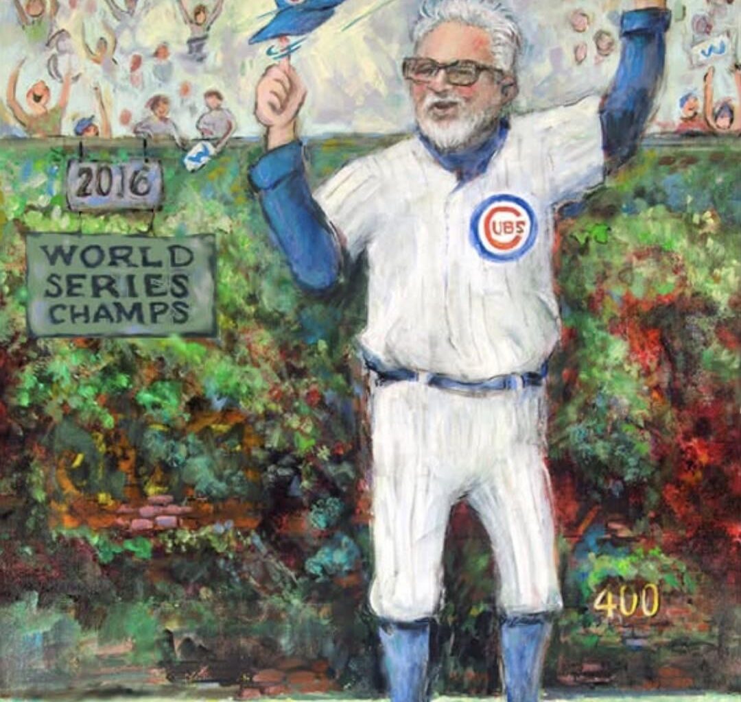 Here’s a painting of Joe Maddon my grandma made back during the 2016 season. (Website linked below.)