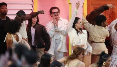 Acuna on stage at Super Bowl halftime