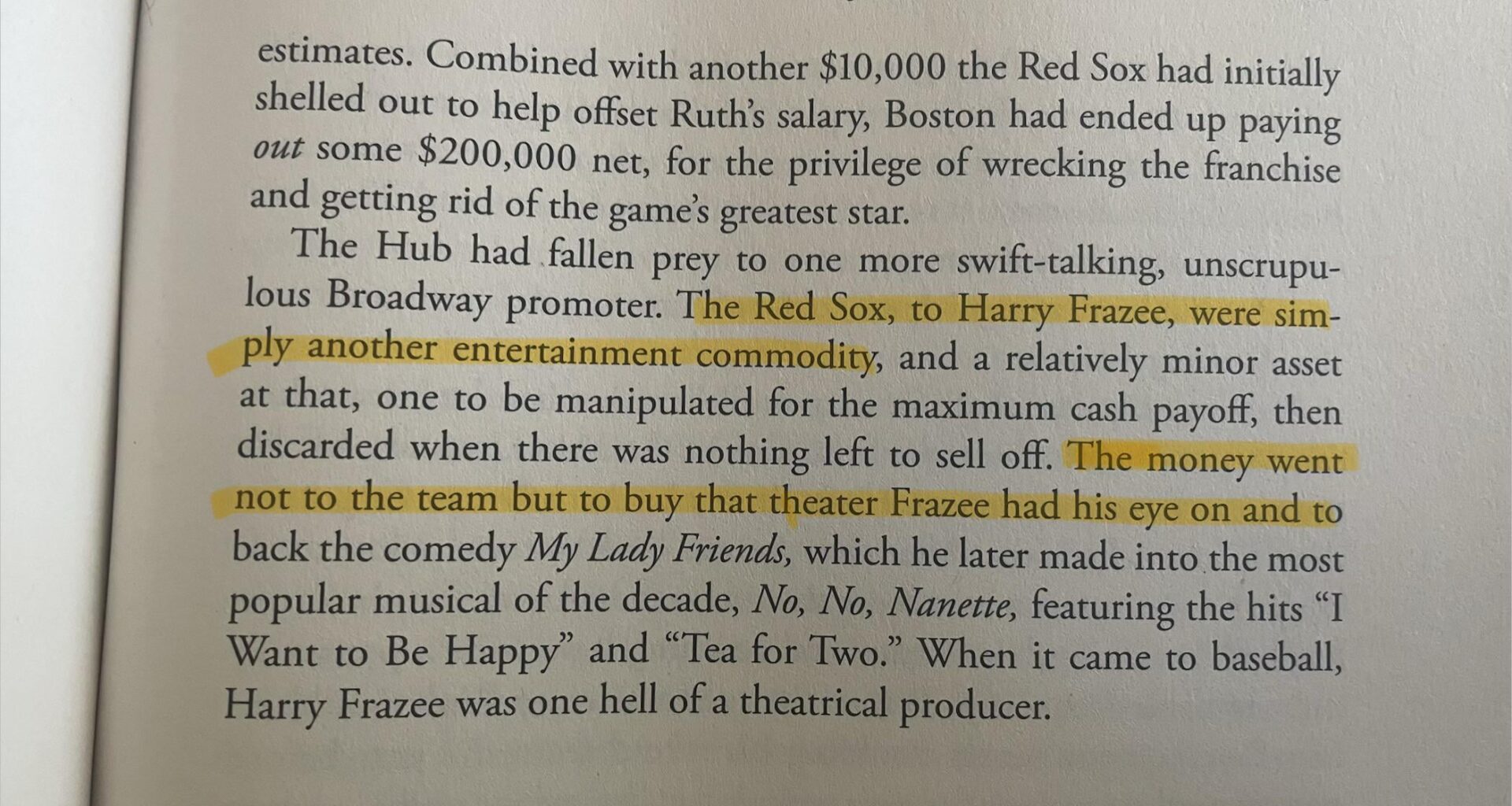 This paragraph on the sale of Babe Ruth stood out to me. Time is a flat circle, etc.