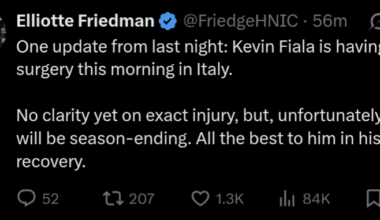 Fiala having surgery in Italy. Likely out for the rest of the season.