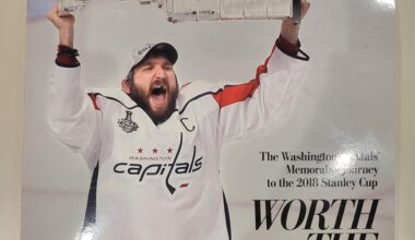 I bought "Worth the Wait", a compilation book of WaPo news articles chronicling the Caps' legendary Stanley Cup run.  Strangely, the season stages the articles were arranged in were put in reverse order, so that you could see the Finals first.