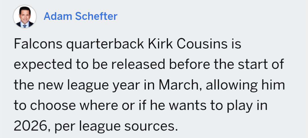 Falcons quarterback is expected to be released