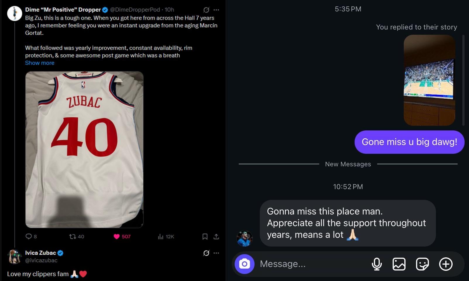 Zu is showing love and responding to fans after he got traded