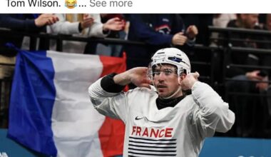 Wilson could throw a beer can at the president of the NHL, but I highly doubt Canada would kick him off their team 😆 sucks for France