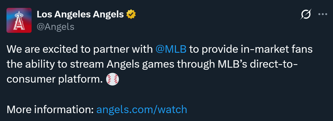 Angels partner with MLB to broadcast their games