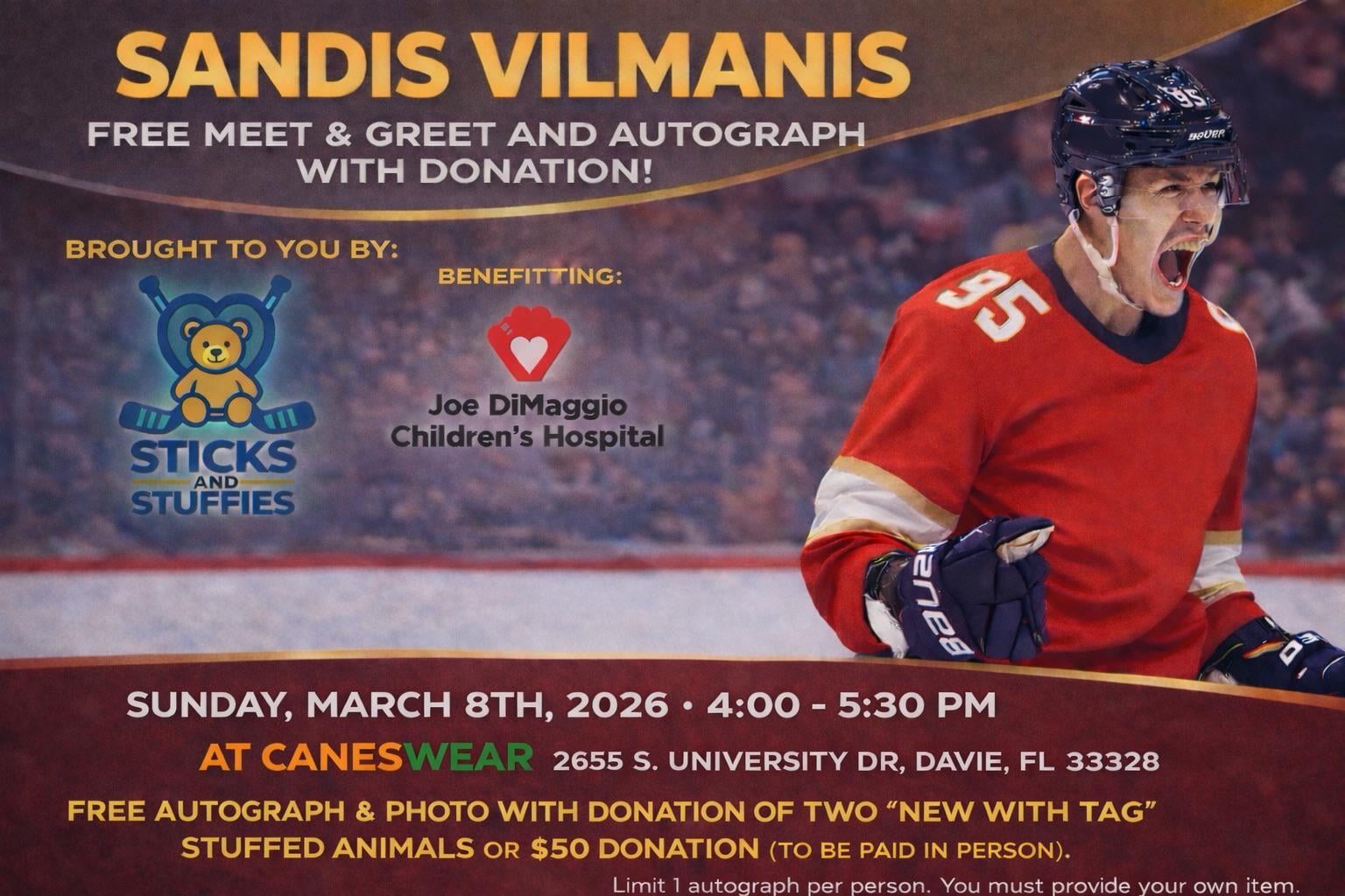 Free Autograph Apperance for Charity with Sandis Vilmanis