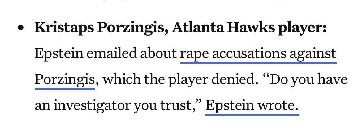 Apparently Porzingis was contacted by Epstein following his rape allegations when he was still in NY