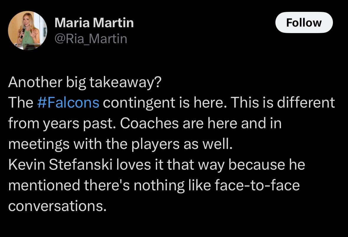 The Falcons have a much larger presence at the NFL combine this year